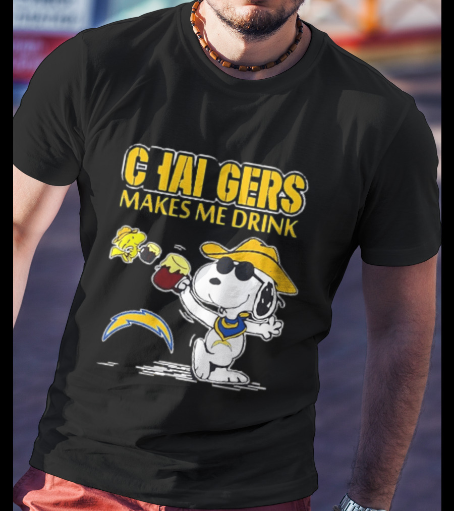 Snoopy Drinking Beer Chargers Makes Me Drink T-Shirt