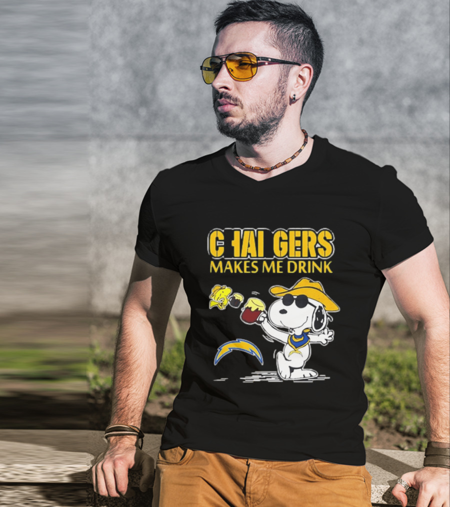 Snoopy Drinking Beer Chargers Makes Me Drink T-Shirt