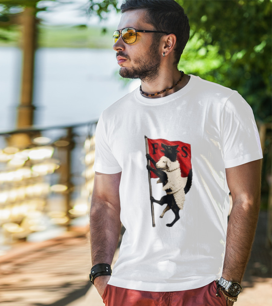 FS Black Cat Carrying Lamb Red Flag T-Shirt