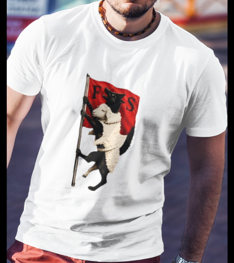 FS Black Cat Carrying Lamb Red Flag T-Shirt