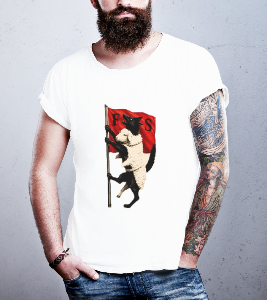 FS Black Cat Carrying Lamb Red Flag T-Shirt