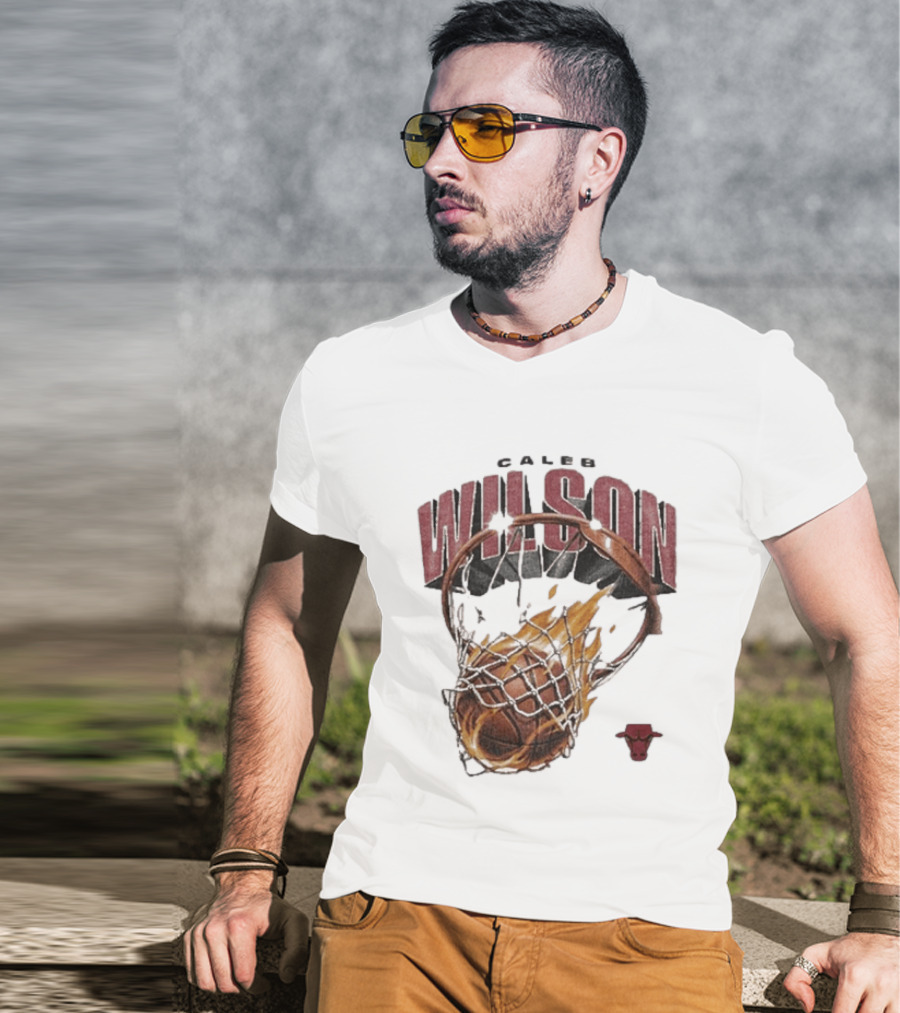 Caleb Wilson Chicago Bulls Basketball On Fire T-Shirt