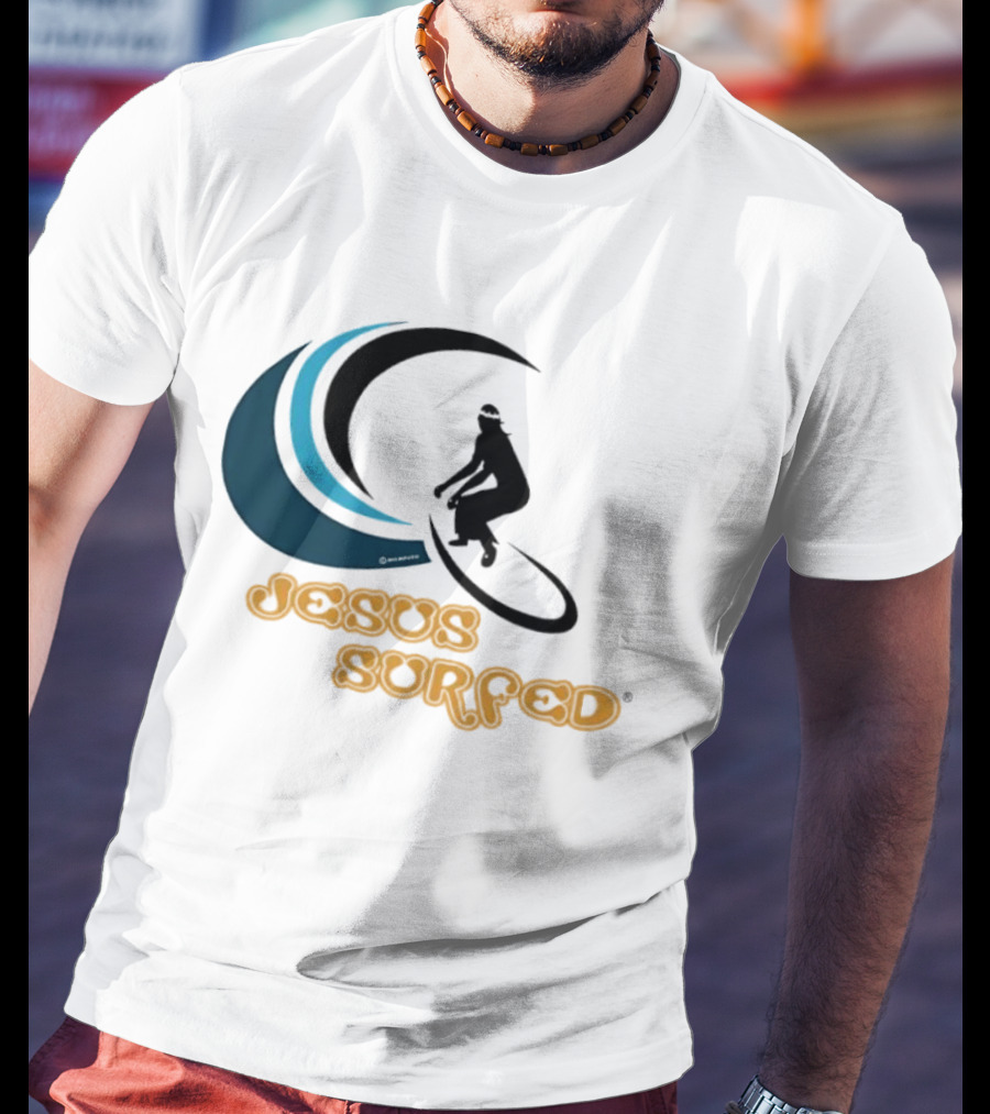 Jesus Surfed Christianity Faith Surfing T-Shirt