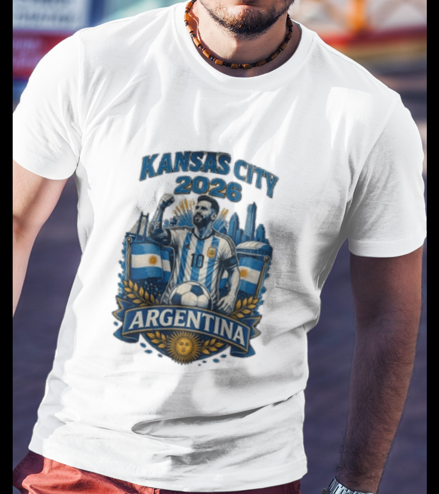 Kansas City 2026 Argentina Lionel Messi No 10 Flag Skyline T-Shirt