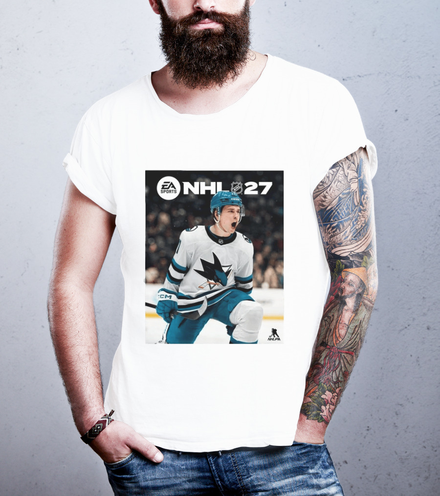 EA Sports NHL 27 Macklin Celebrini San Jose Sharks Cover Athlete NHLPA T-Shirt