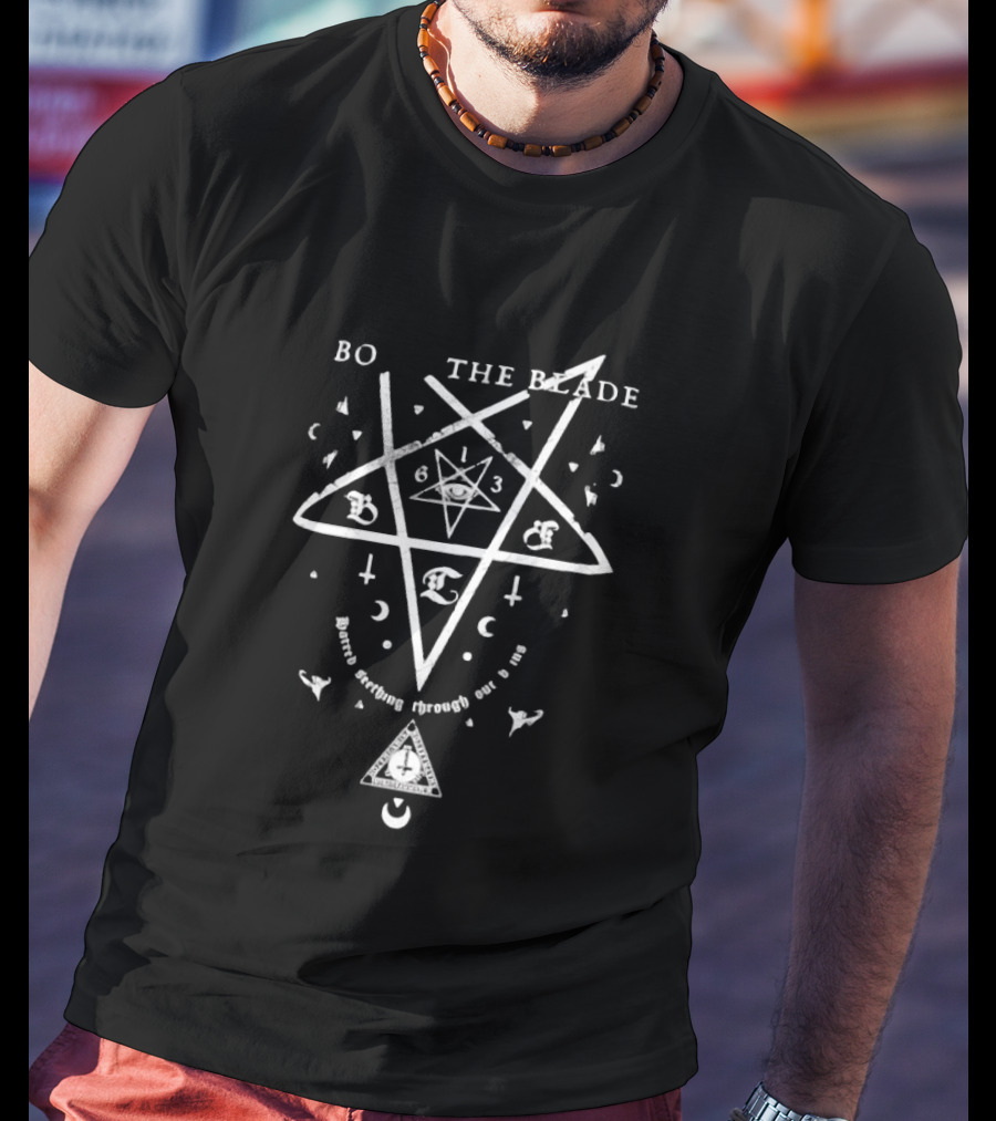 BO The Blade Pentagram Symbols Phrase Running Through Our Veins T-Shirt