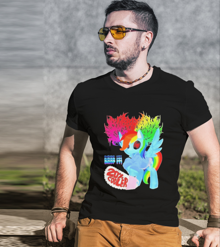 Drop It 20% Cooler Bubblegum Chainsaw Rainbow Dash T-Shirt