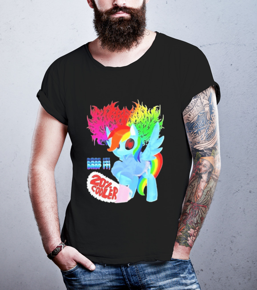 Drop It 20% Cooler Bubblegum Chainsaw Rainbow Dash T-Shirt