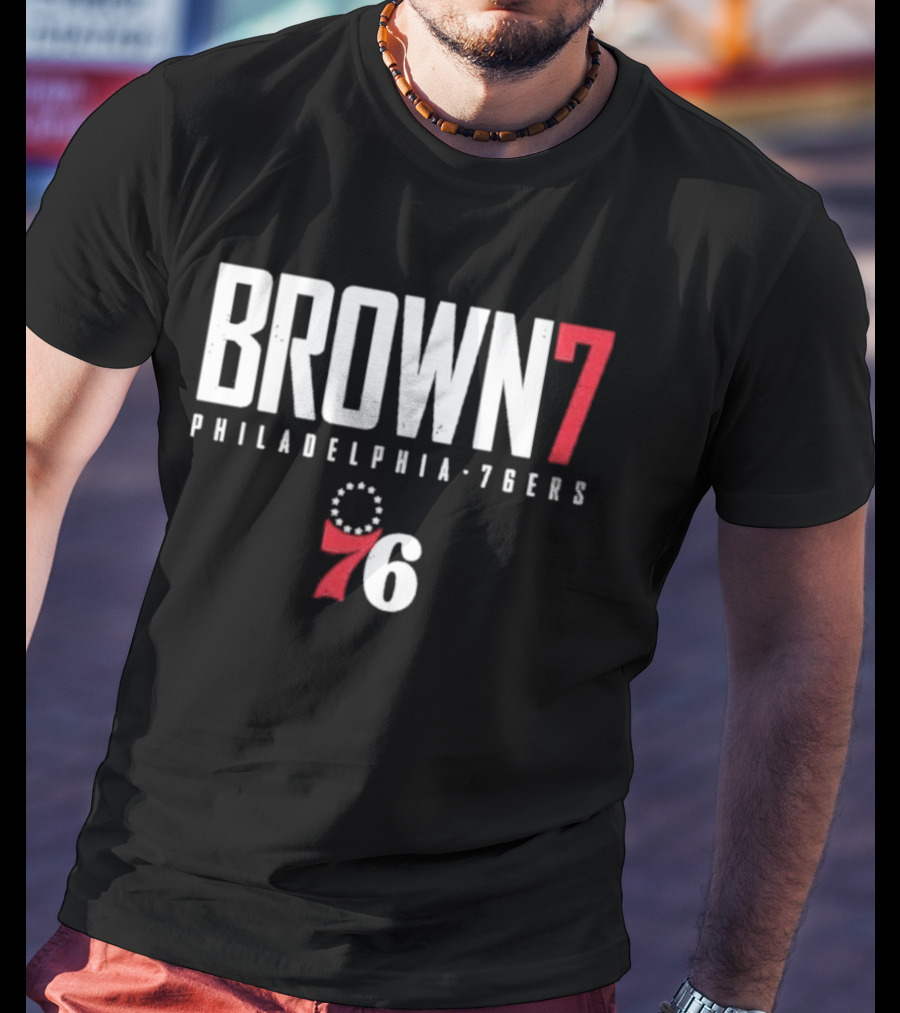 BROWN 7 Philadelphia 76ers 76 Circle Stars T-Shirt