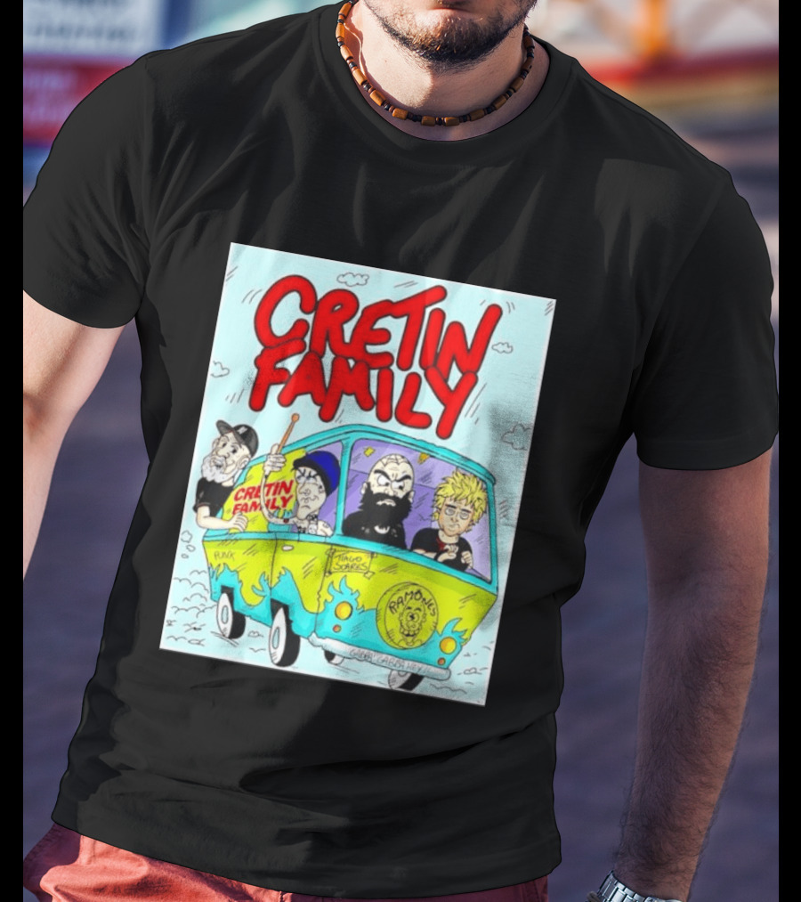 Cretin Family Punk Ramones Gabba Gabba Hey Van Cartoon T-Shirt