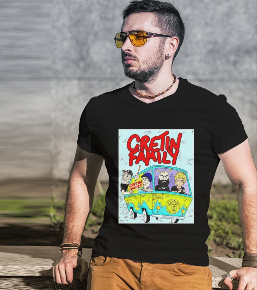 Cretin Family Punk Ramones Gabba Gabba Hey Van Cartoon T-Shirt