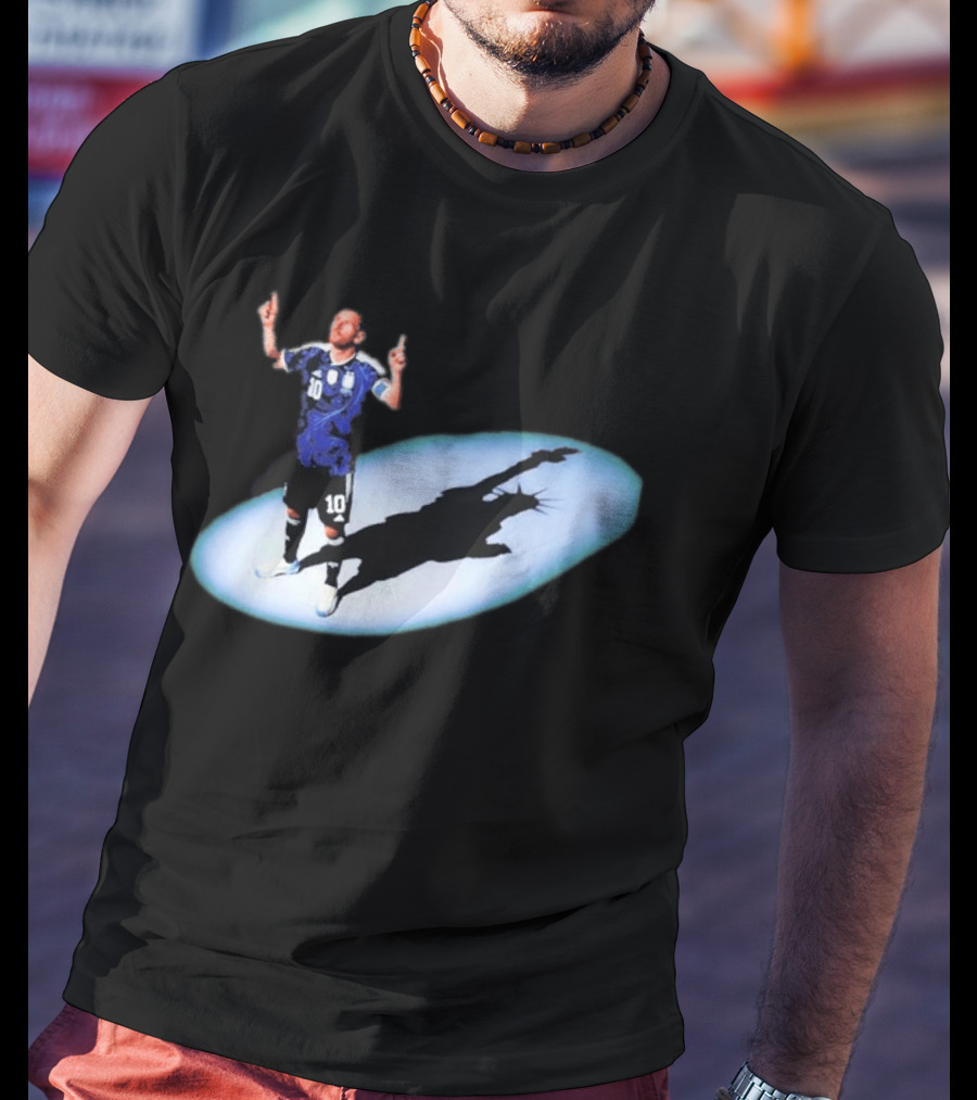 Lionel Messi Iconic Argentina Celebration With Liberty Shadow T-Shirt