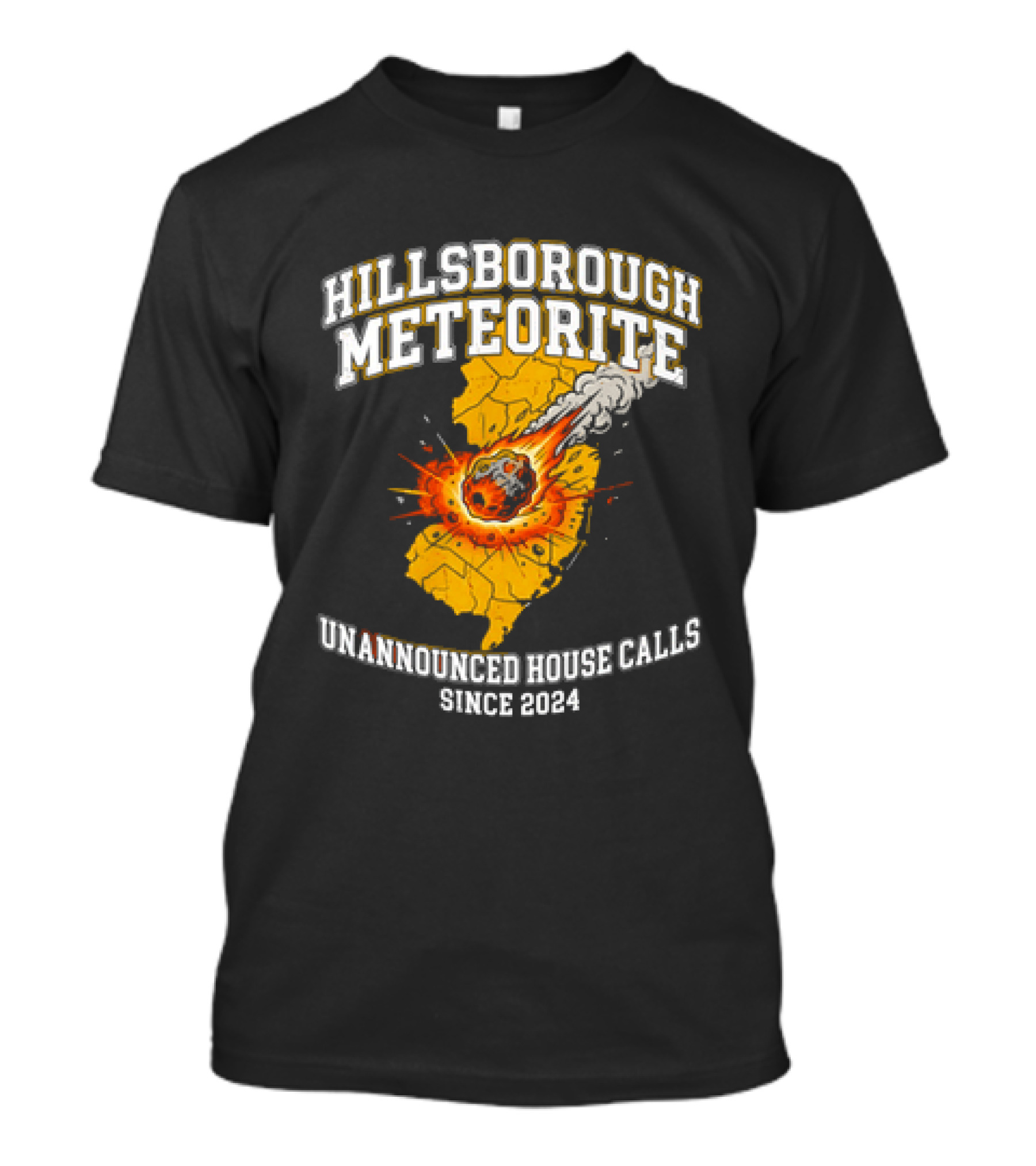 Hillsborough Meteorite Impact Unannounced House Calls New Jersey Since 2024 T-Shirt