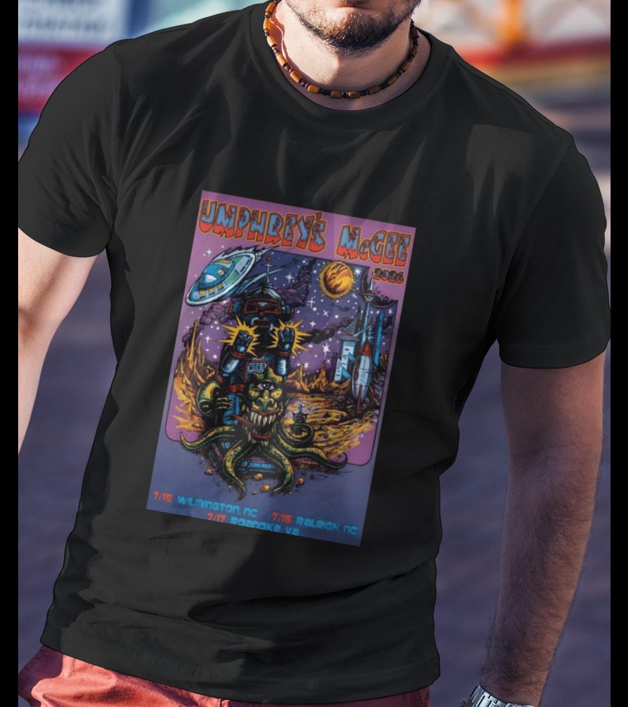 Umphrey's McGee 2026 Tour Wilmington NC July Alien Space Adventure T-Shirt