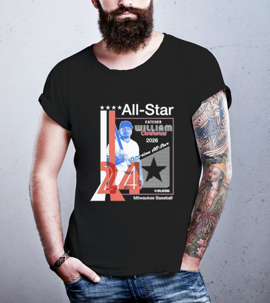 All Star Catcher William Contreras Milwaukee Baseball 2026 24 Three Time T-Shirt