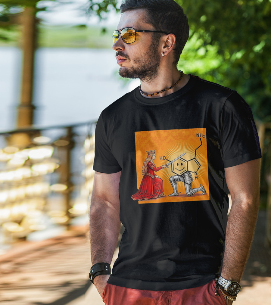 Sir Otonin Serotonin Molecule Knight Queen Chemistry T-Shirt