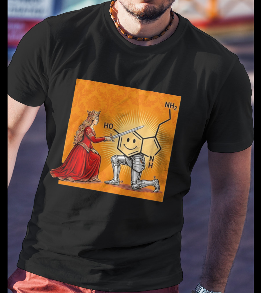 Sir Otonin Serotonin Molecule Knight Queen Chemistry T-Shirt