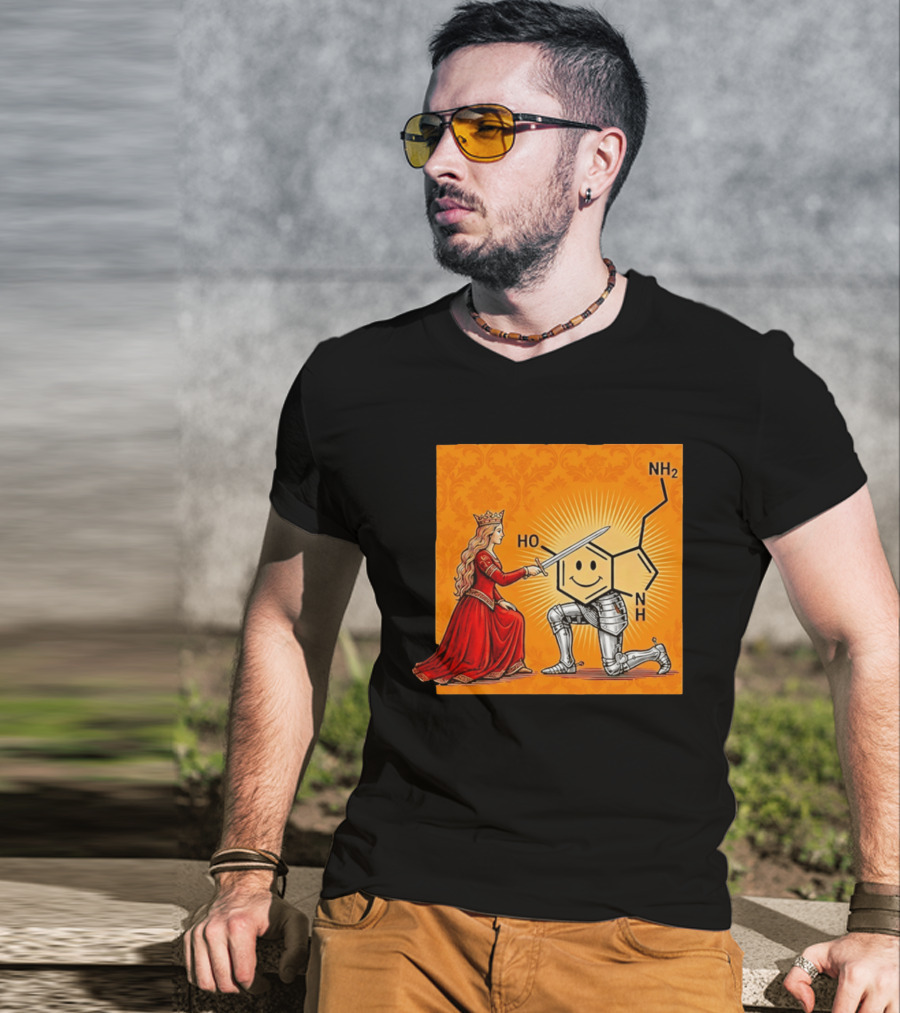 Sir Otonin Serotonin Molecule Knight Queen Chemistry T-Shirt
