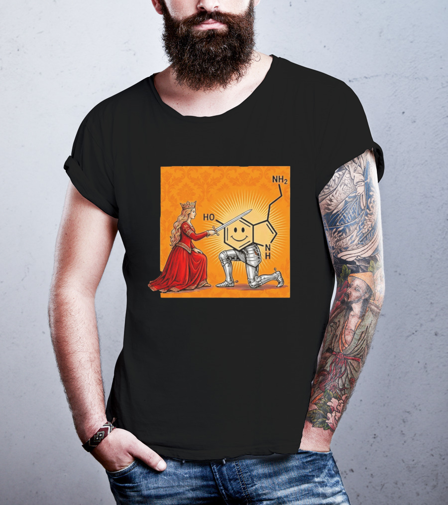 Sir Otonin Serotonin Molecule Knight Queen Chemistry T-Shirt