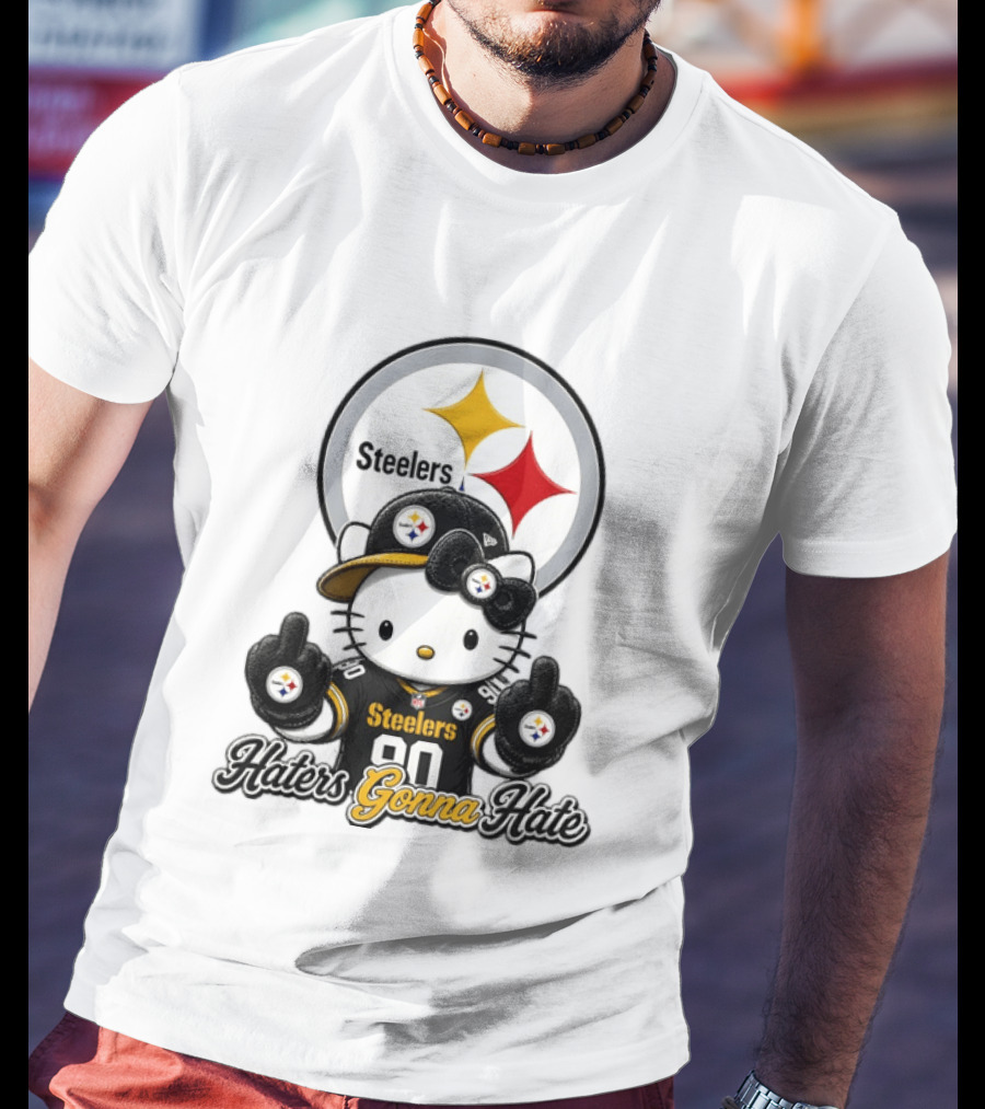 Hello Kitty Steelers Middle Finger Haters Gonna Hate T-Shirt