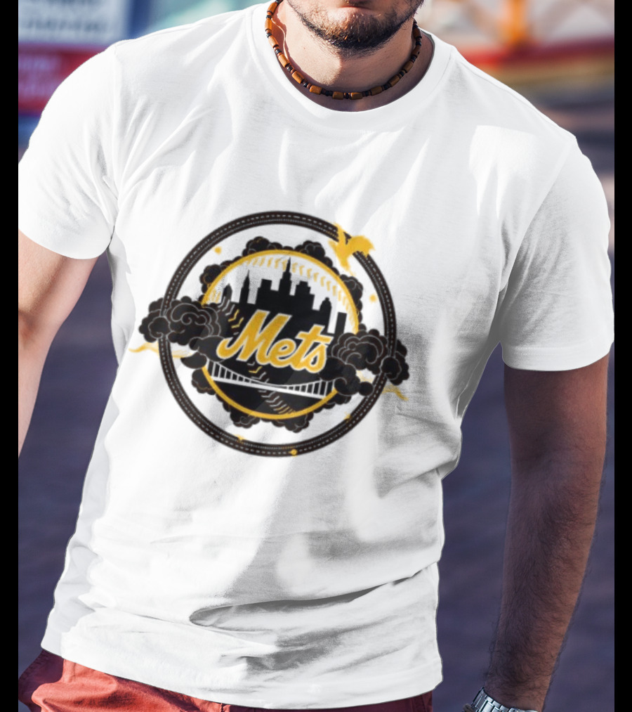New York Mets MLB Skyline Baseball Bridge T-Shirt
