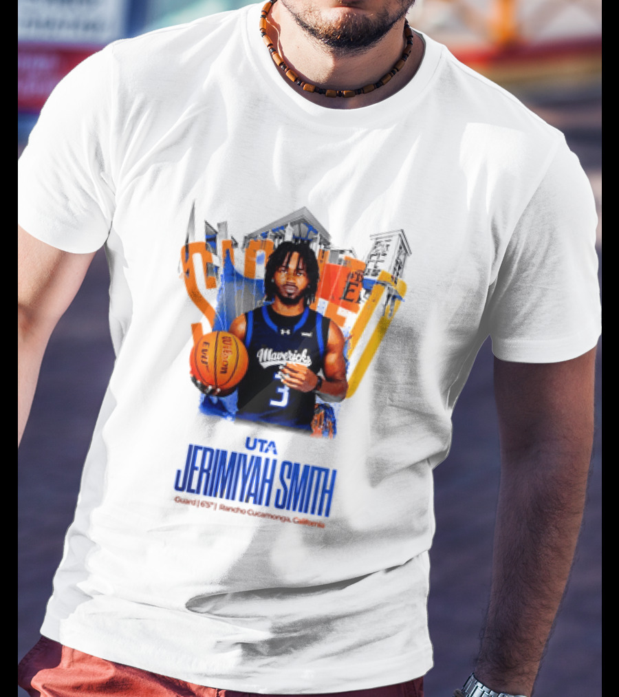UTA Mavericks Jerimiyah Smith No 3 Basketball Player T-Shirt