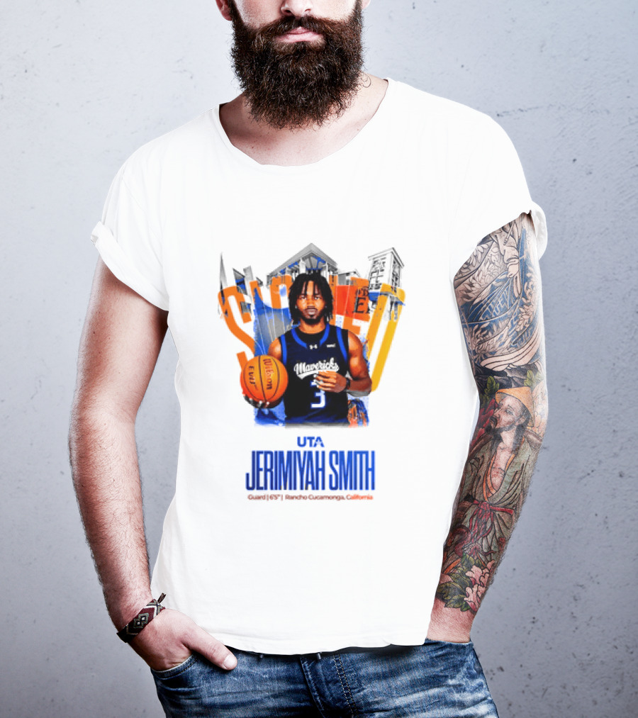 UTA Mavericks Jerimiyah Smith No 3 Basketball Player T-Shirt