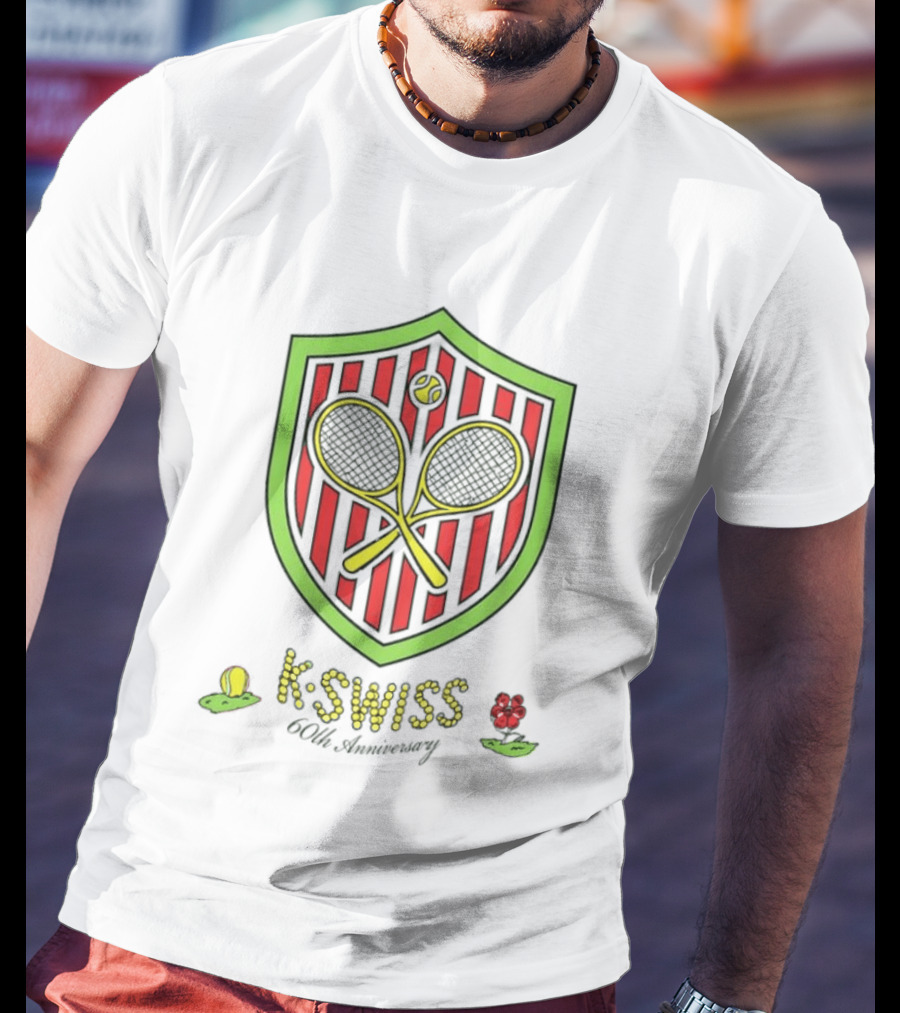 K Swiss 60th Anniversary Tennis Racquets Shield Retro Sports T-Shirt