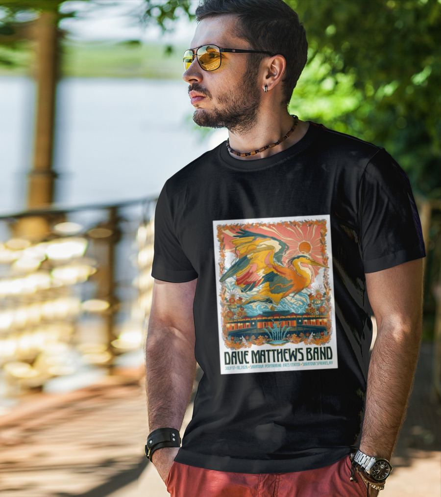 Dave Matthews Band July 17 18 2026 Saratoga Performing Arts Center Heron Art Saratoga Springs NY T-Shirt