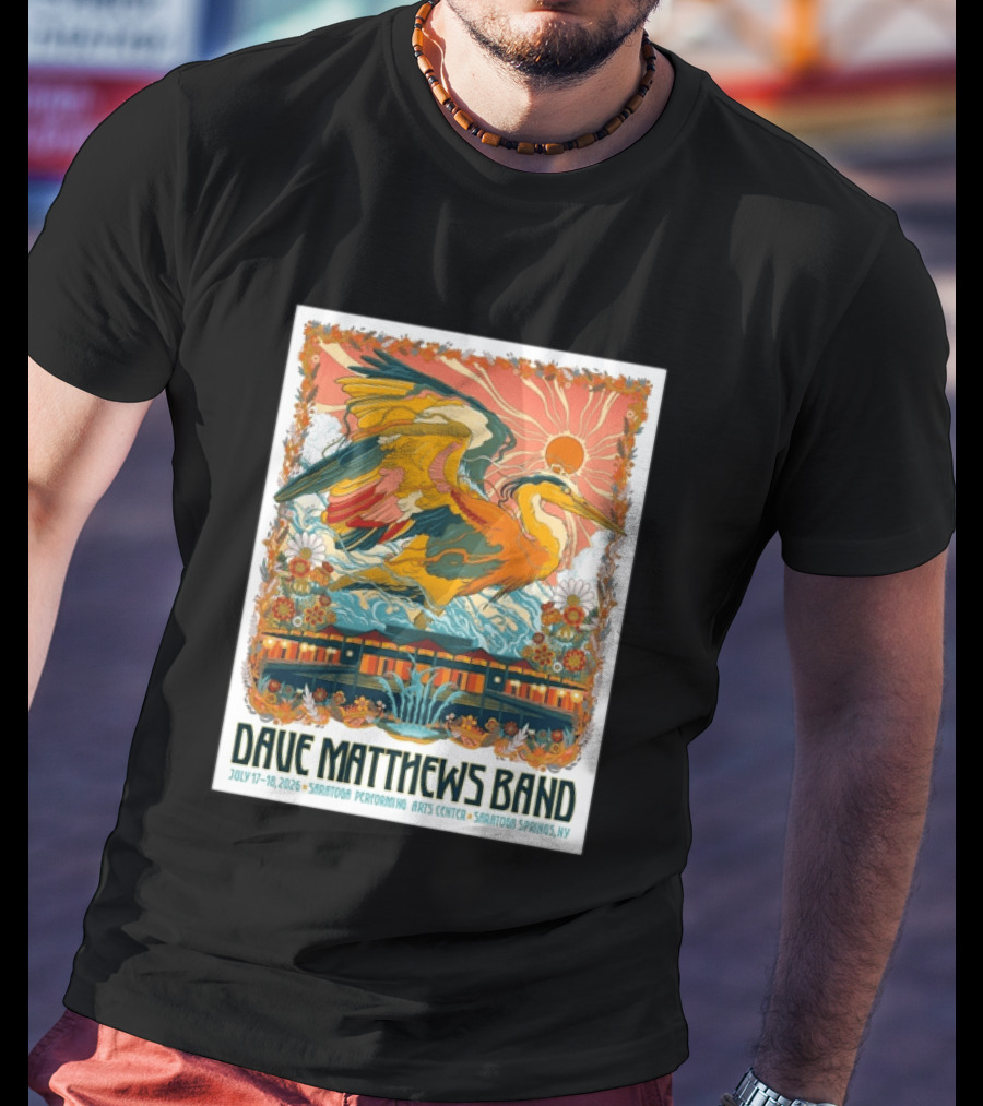 Dave Matthews Band July 17 18 2026 Saratoga Performing Arts Center Heron Art Saratoga Springs NY T-Shirt