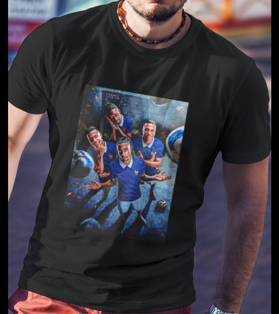 France National Team Players Collage Blue Jerseys Football Stars T-Shirt