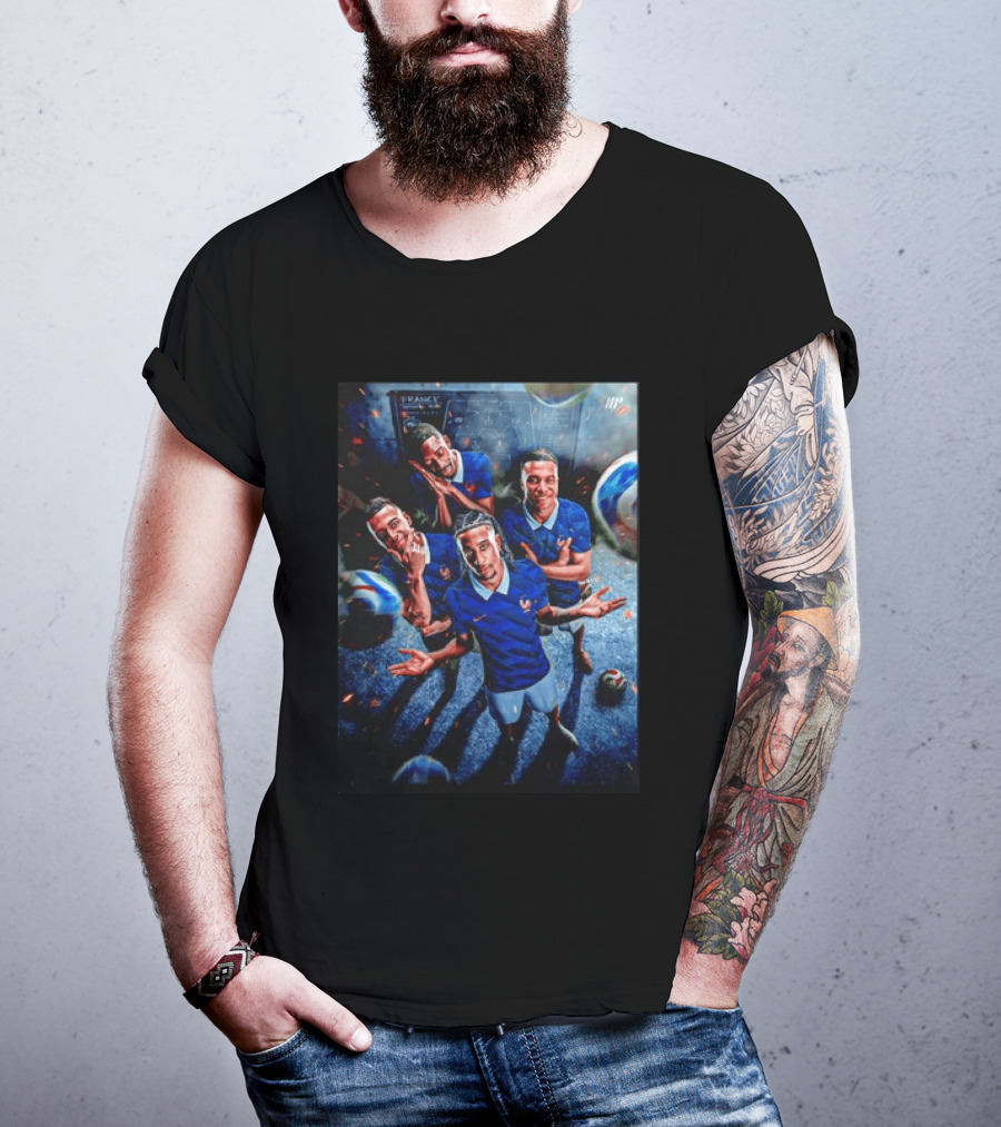 France National Team Players Collage Blue Jerseys Football Stars T-Shirt