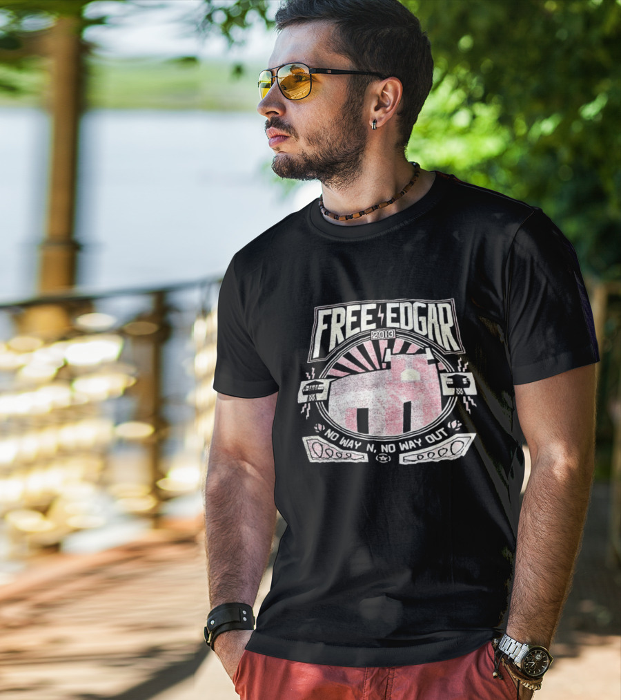 Free Edgar 2013 No Way In No Way Out Vintage Style Prison T-Shirt