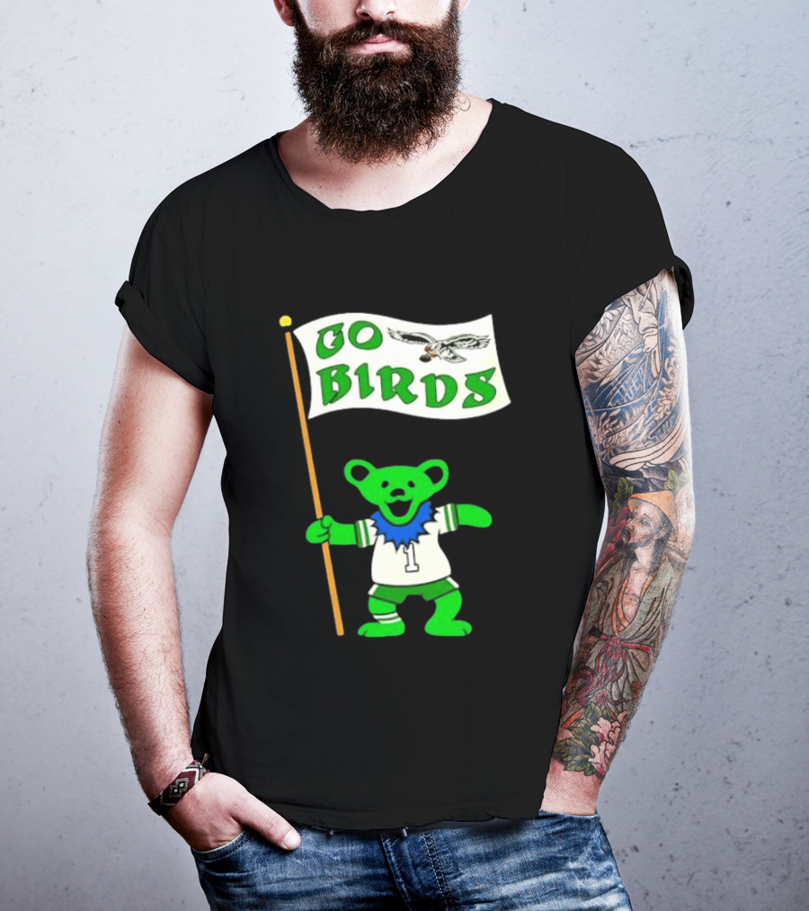 Grateful Dead Dancing Bear Philadelphia Eagles Go Birds Football T-Shirt