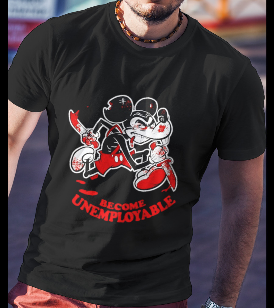 Horror Micket Become Unemployable Vintage Cartoon T-Shirt