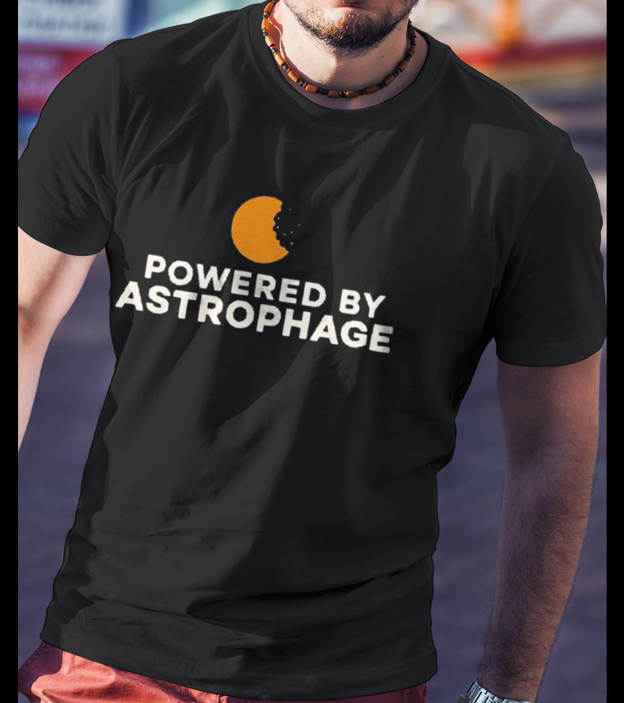 Powered By Astrophage Orange Planet Bite T-Shirt