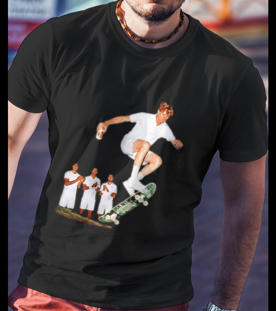 Jannik Sinner Skateboarding Wimbledon Men's Singles Italy 2026 Tennis Champion Jump T-Shirt
