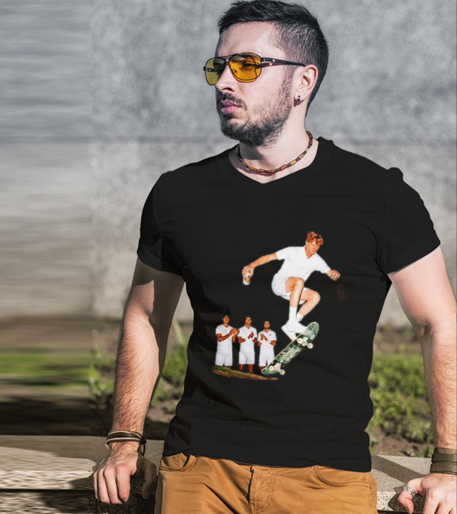Jannik Sinner Skateboarding Wimbledon Men's Singles Italy 2026 Tennis Champion Jump T-Shirt