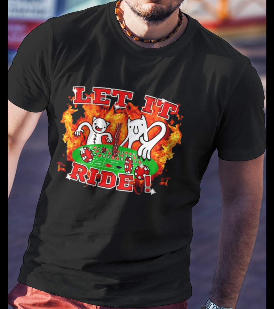 Let It Ride Casino Gambling Devils Poker Table Fire T-Shirt