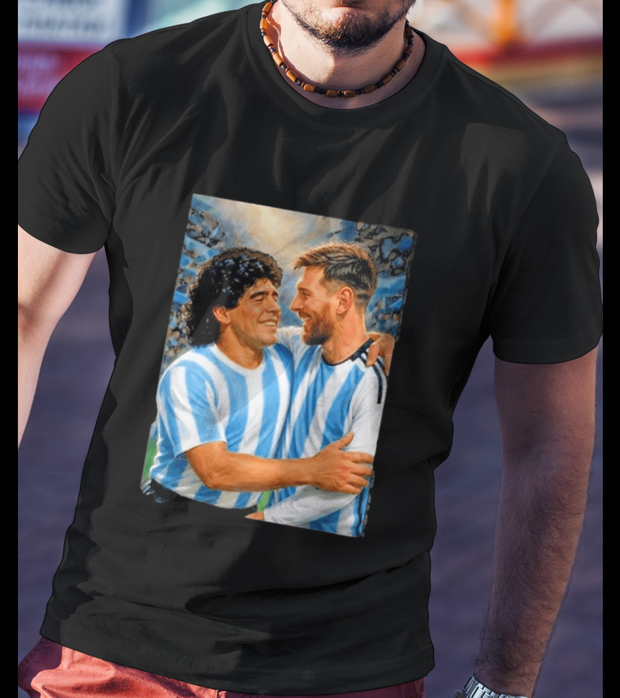 Lionel Messi Maradona Argentina Football Legends Digital T-Shirt