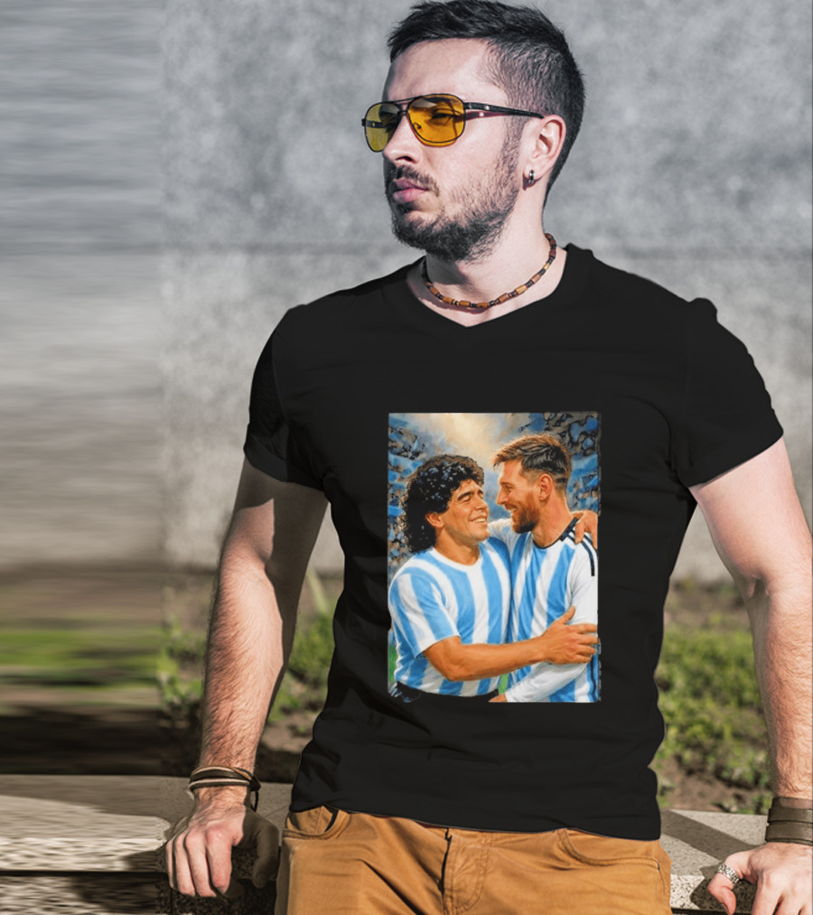 Lionel Messi Maradona Argentina Football Legends Digital T-Shirt