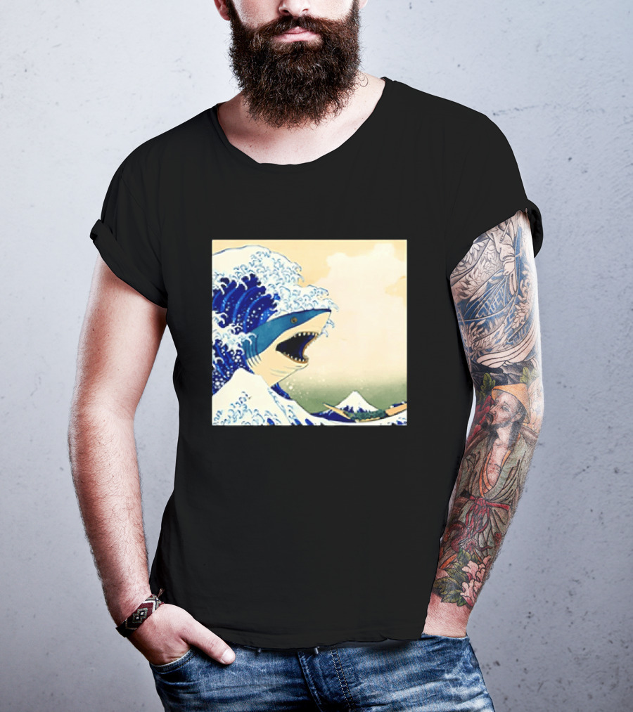 The Great Wave Off Kanagawa Sharks Fusion Art Japan Ukiyo E T-Shirt