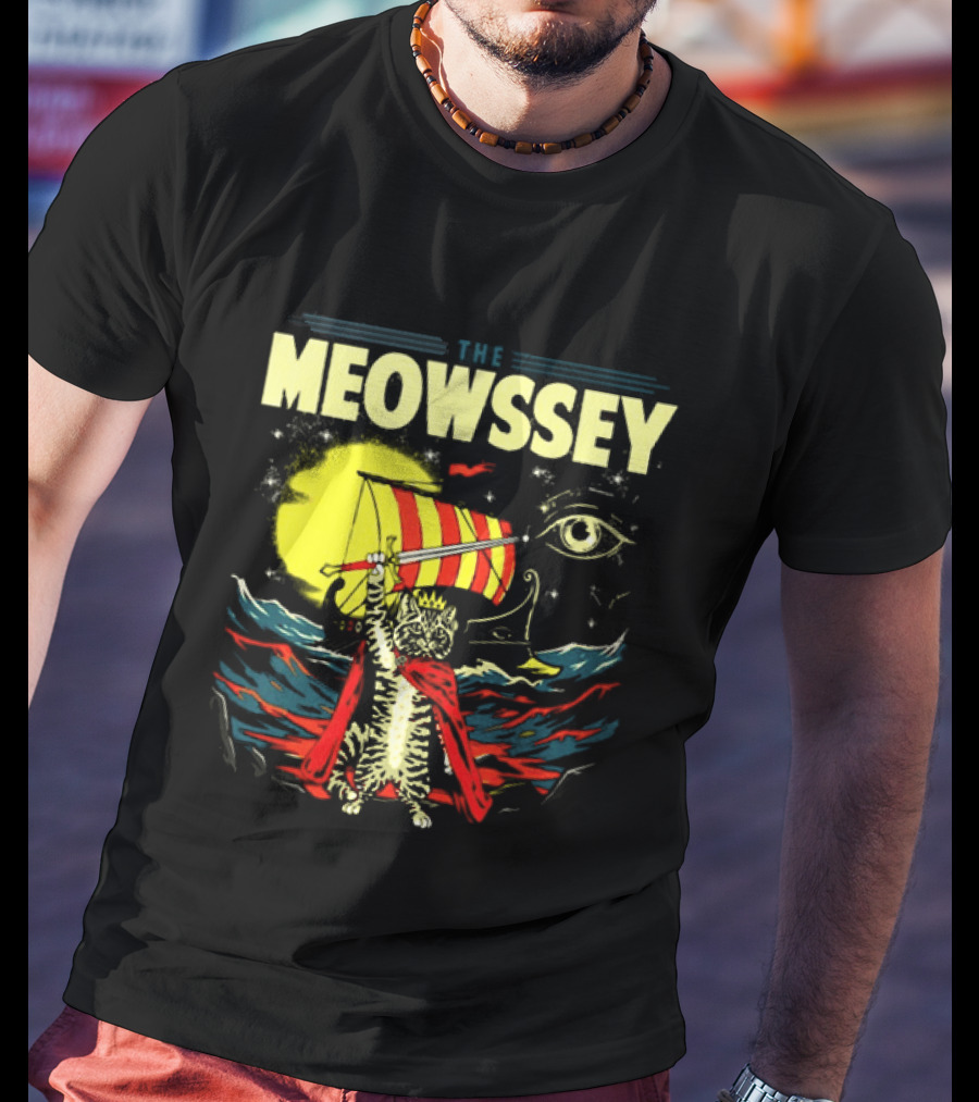The Meowssey Vintage Odyssey Cat With Eye And Stripes T-Shirt