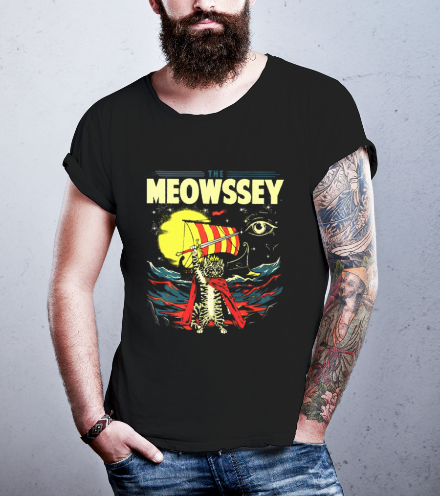 The Meowssey Vintage Odyssey Cat With Eye And Stripes T-Shirt