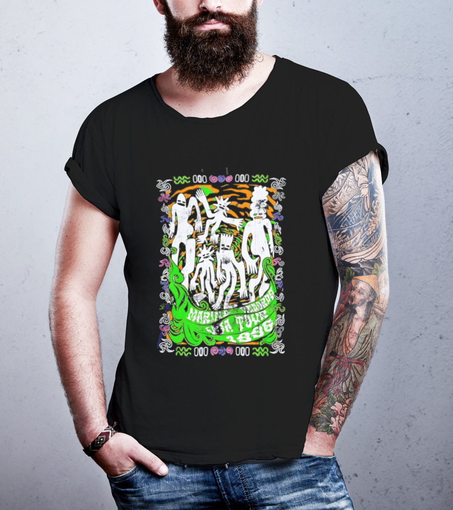 Marine Records 1996 USA Tour Alternative Rock Silhouette Art Psychedelic T-Shirt