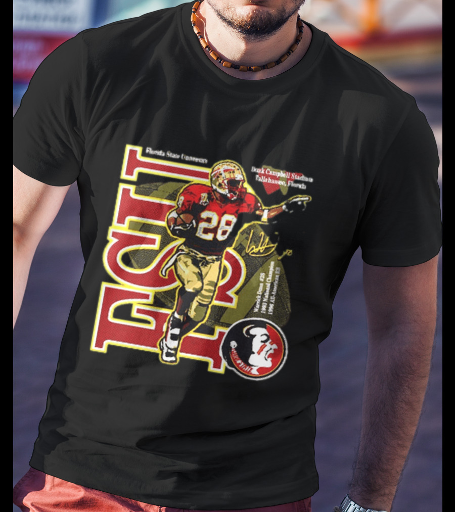 Warrick Dunn Florida State Seminoles 28 Doak Campbell Stadium Tallahassee Florida T-Shirt