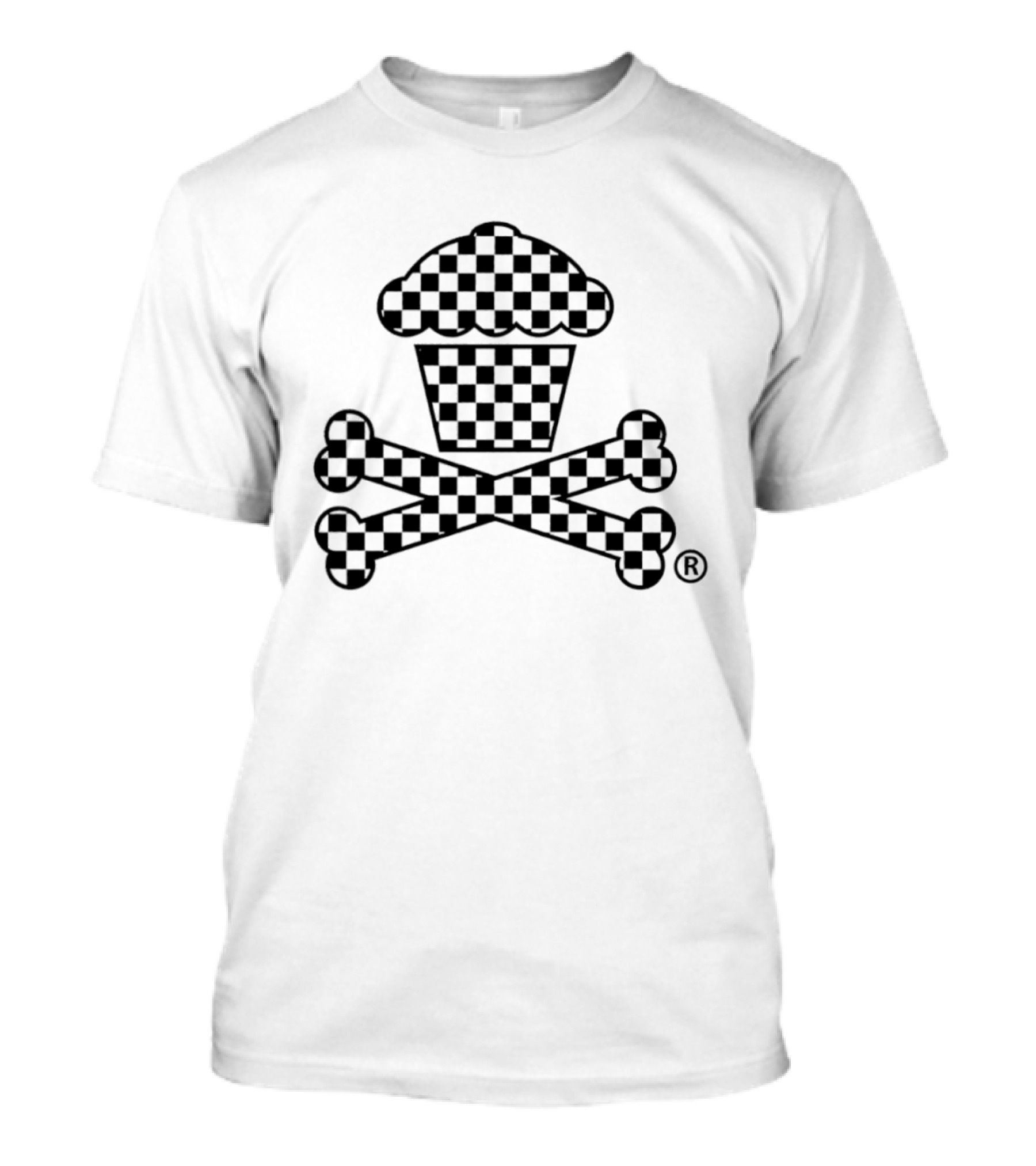 Checkered Cupcake Skull And Crossbones T-Shirt