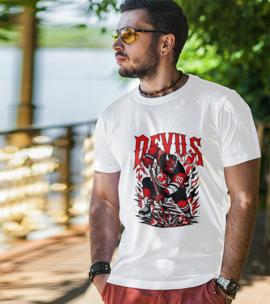 New Jersey Devils NHL Hockey Number 00 Devil Player T-Shirt