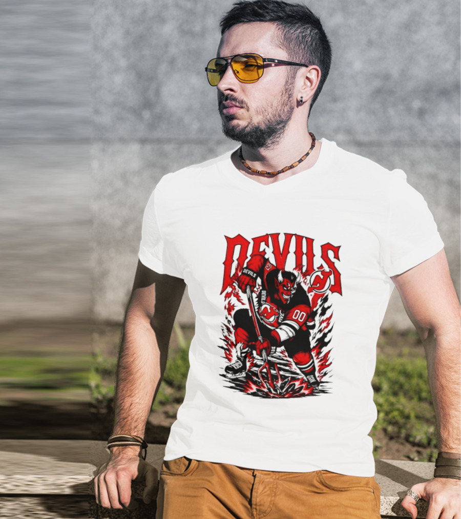 New Jersey Devils NHL Hockey Number 00 Devil Player T-Shirt