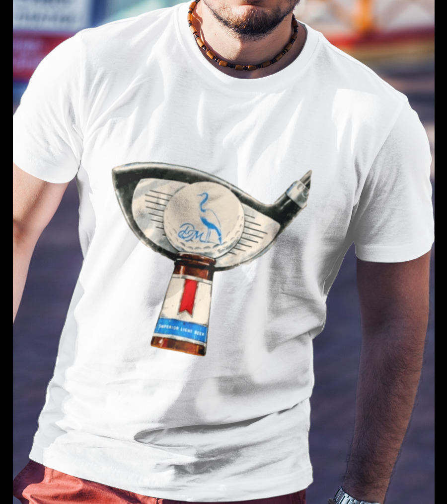 Dirty Marsh Superior Light Beer Golf Heron Bird Tap Handle T-Shirt